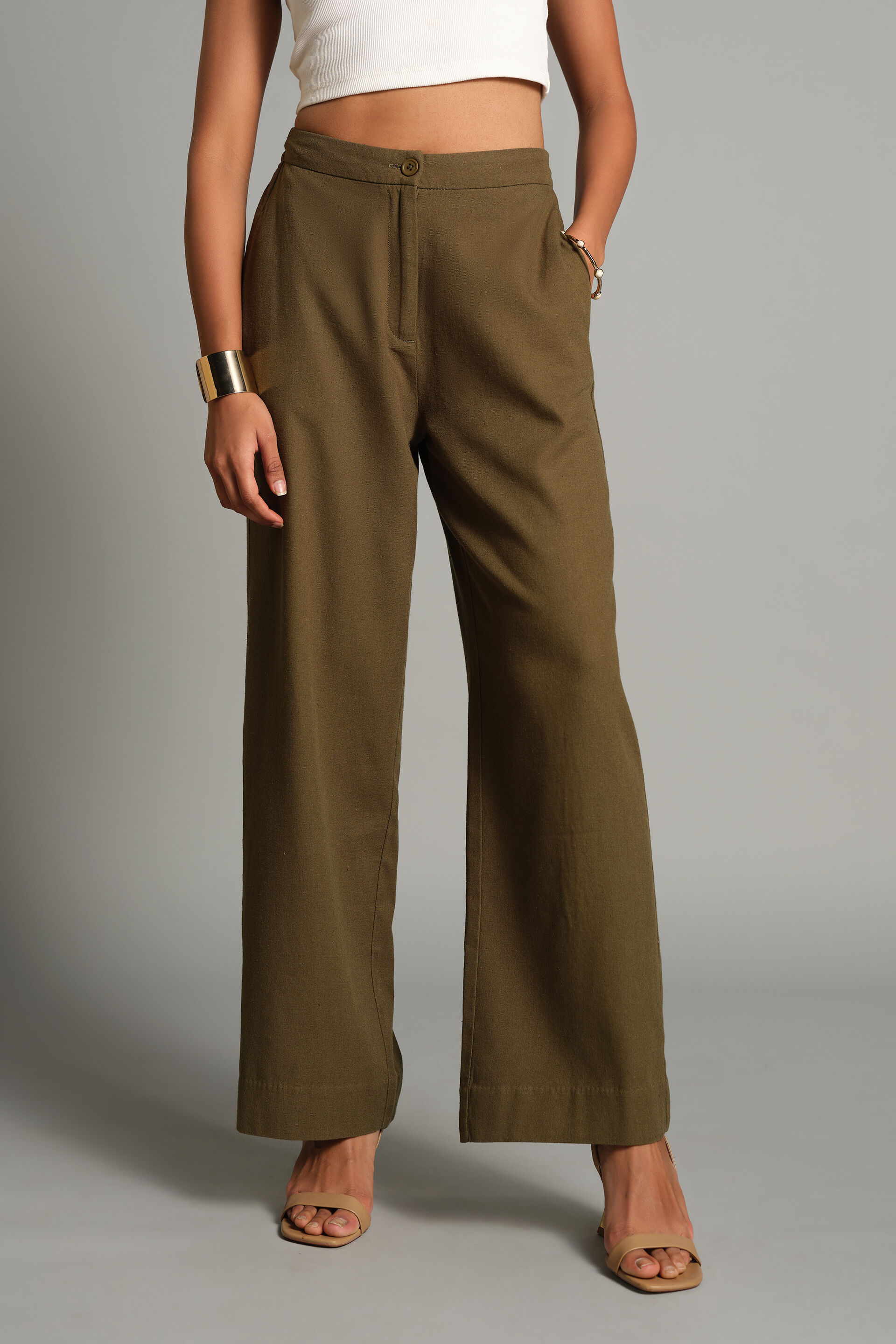 Sun & Sand Olive Flair Pants, Olive, image 1
